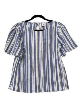 CAbi Wing Striped Linen Top